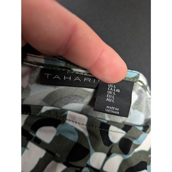 Tahari Geometric Print Sleeveless Blouse Women's L - Picture 5 of 5